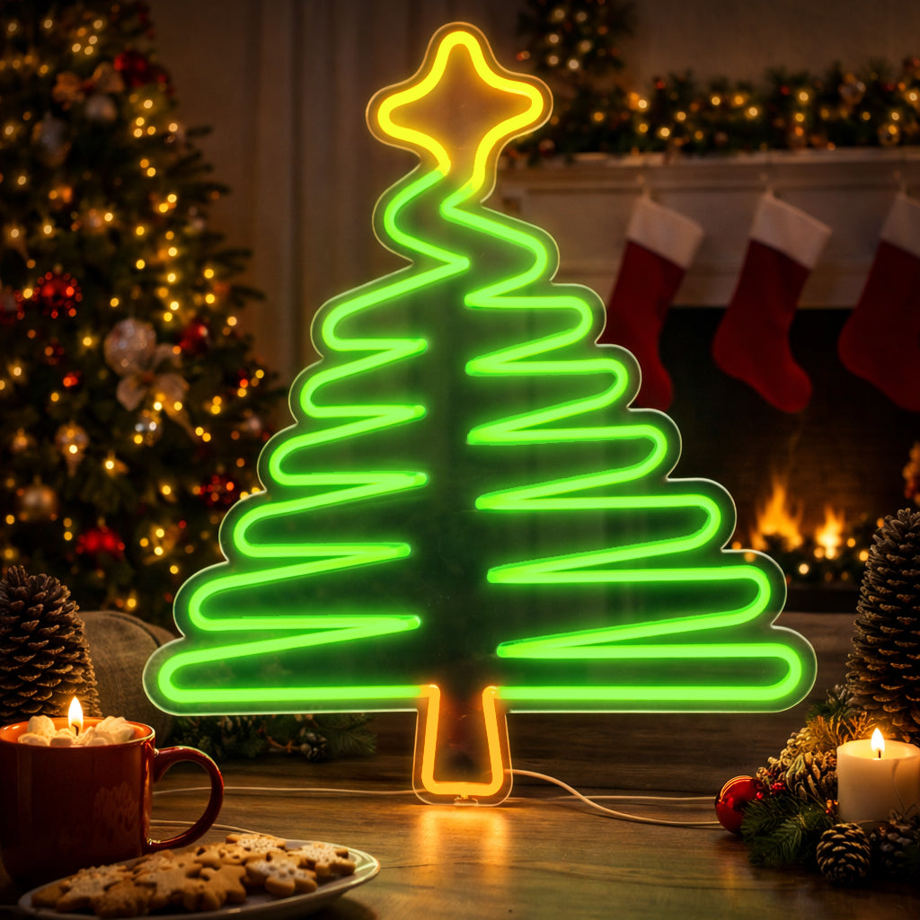 Grüne Weihnachtsbaum -LED -Neonschild - Made in London Neon Zeichen