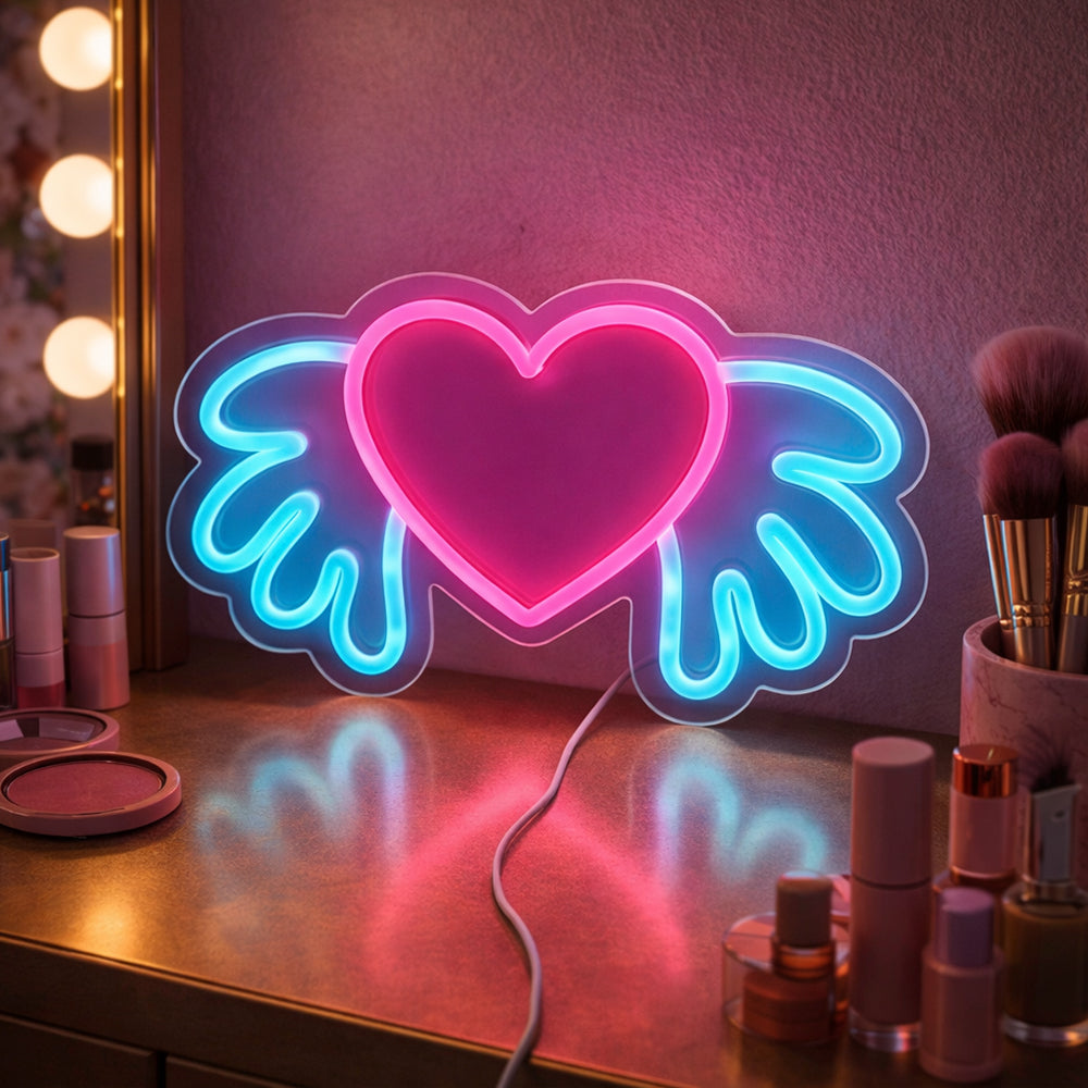 Winged Heart LED Neon Sign - Planet Neon lavet i London Neon Signs