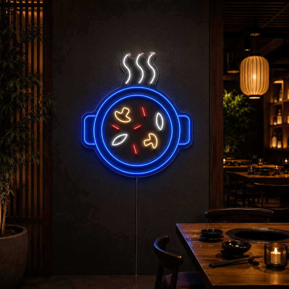 Enseigne néon dirigée par le pot de cuisine - Fabriqué à Londres Restaurants Food Signaux
