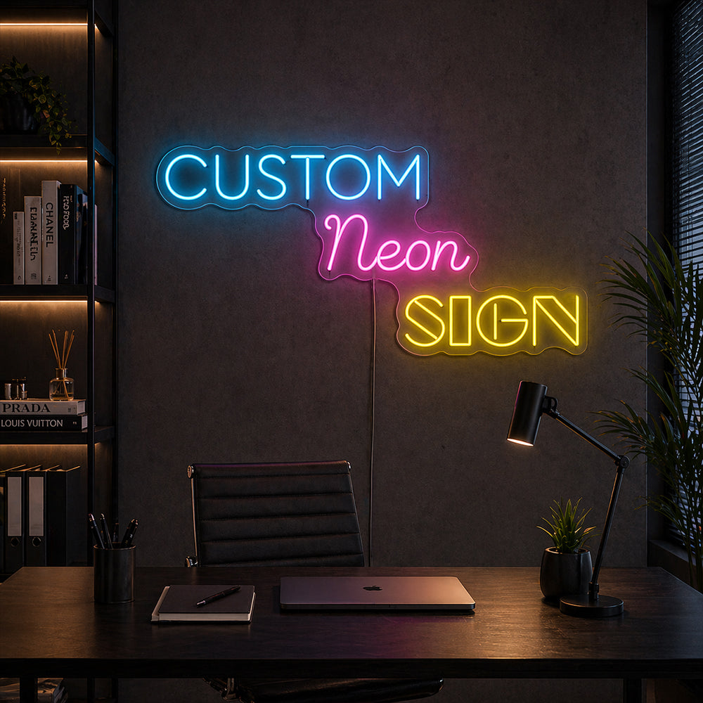 Benutzerdefiniertes Neonzeichen mit 3 personalisierten Zeilen - Made in London - Online -Redakteur - LED Neon Light