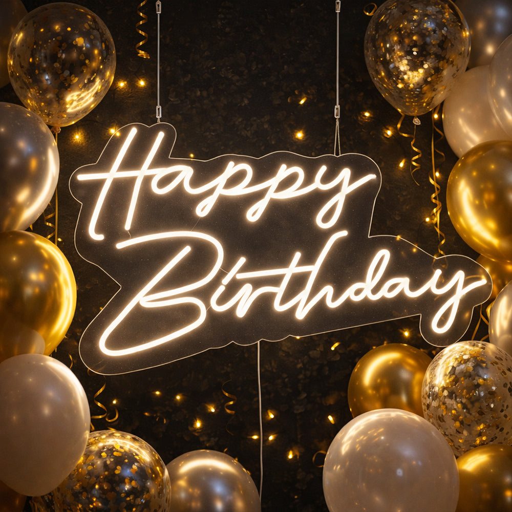 Signo de neón de Happy Birthday LED - Hecho en Londres Party Neon Signs