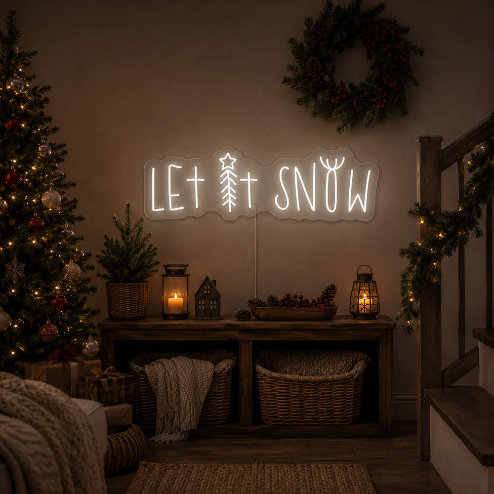 Lassen Sie es schnee -LED -Neonschild - Made in London Weihnachts -Neonschildern