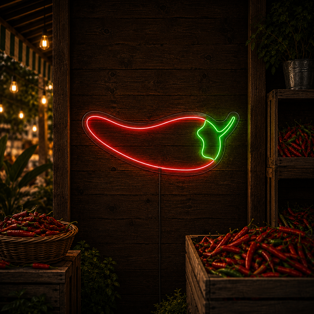 Chili peber førte neonskilt - lavet i London madrestauranter neonskilte