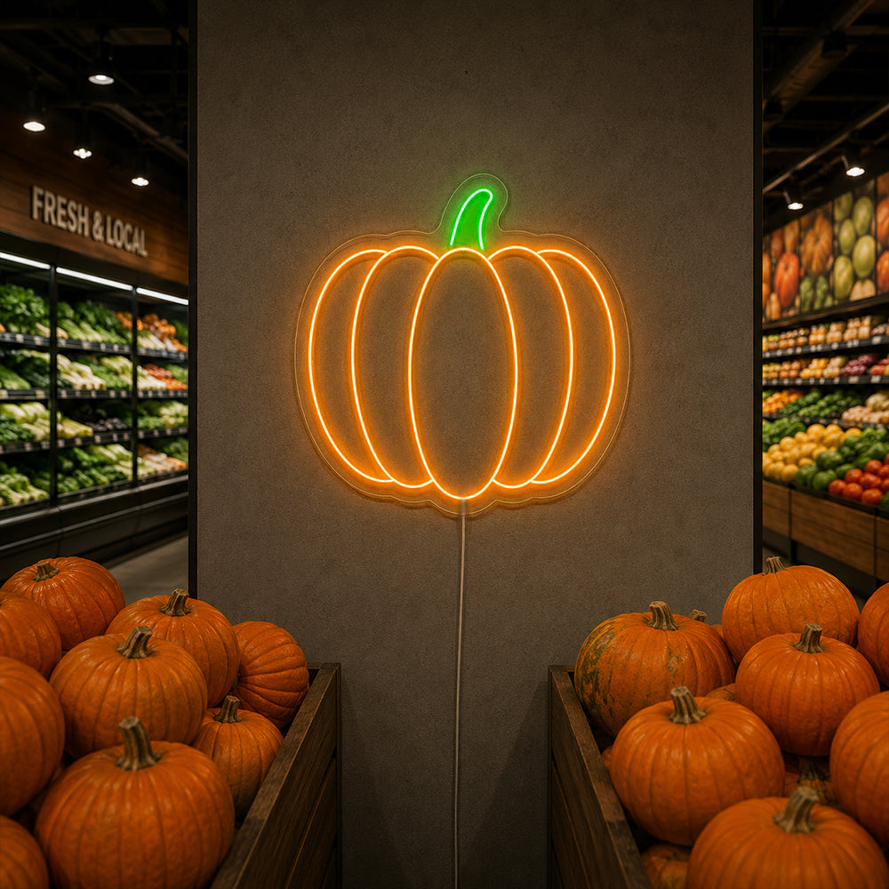 Enseigne au néon à la citrouille - Made à Londres Restaurants Food Signaux