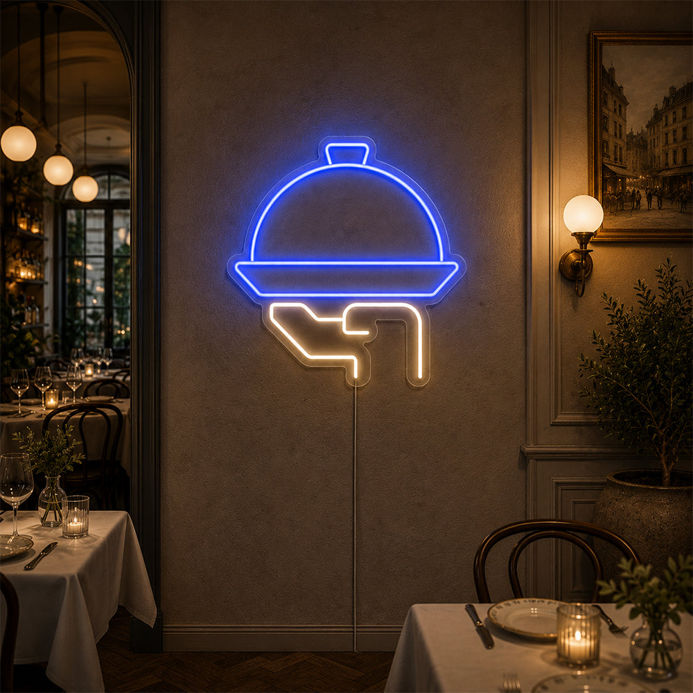 Enseigne de néon dirigée par un plateau - Made à Londres Restaurants Food Signons