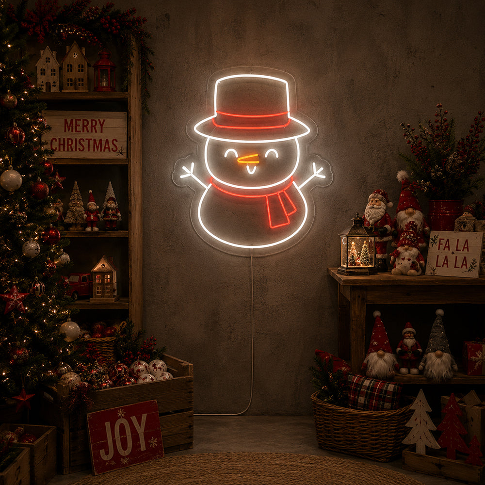 Snowman -LED -Neonschild - Made in London Weihnachts -Neonzeichen