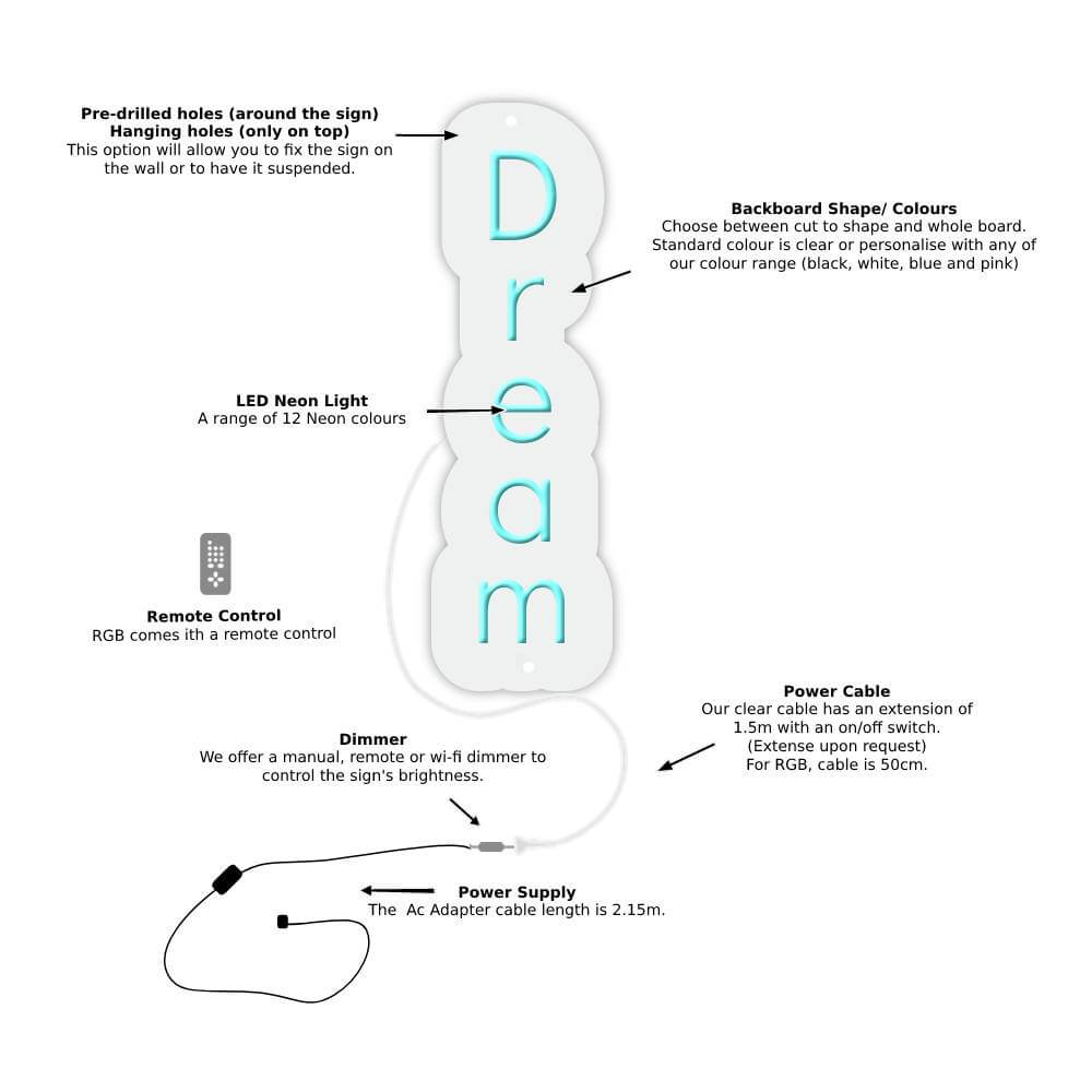 Custom Vertical Neon Sign - Online Editor - Made in London - Neon LED Light - Planet Neon