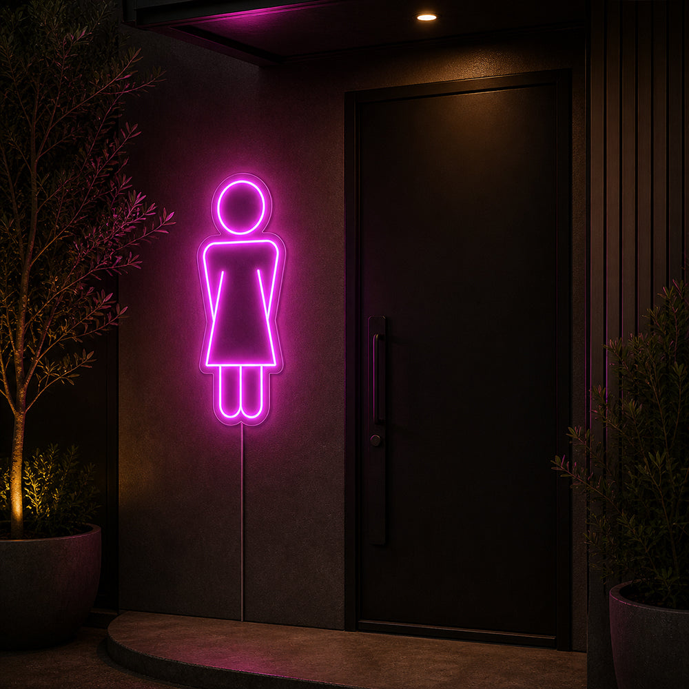 Enseigne néon à la toilette unisexe - Fabriqué dans les signes de néon de salle de bain londoniens