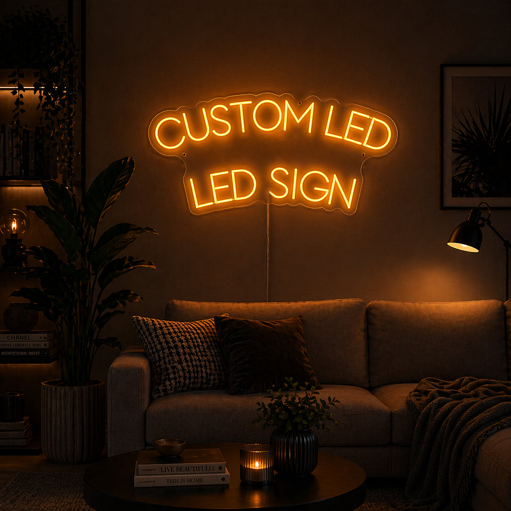 Brugerdefineret neonskilt med 3 personaliserede linjer - lavet i London - Online redaktør - LED Neon Light