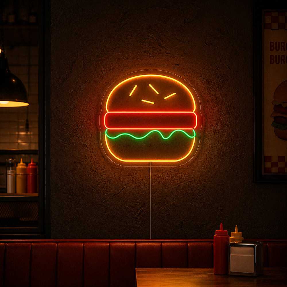 Burger -LED -Neonschild - hergestellt in London Emoji Neon Signs