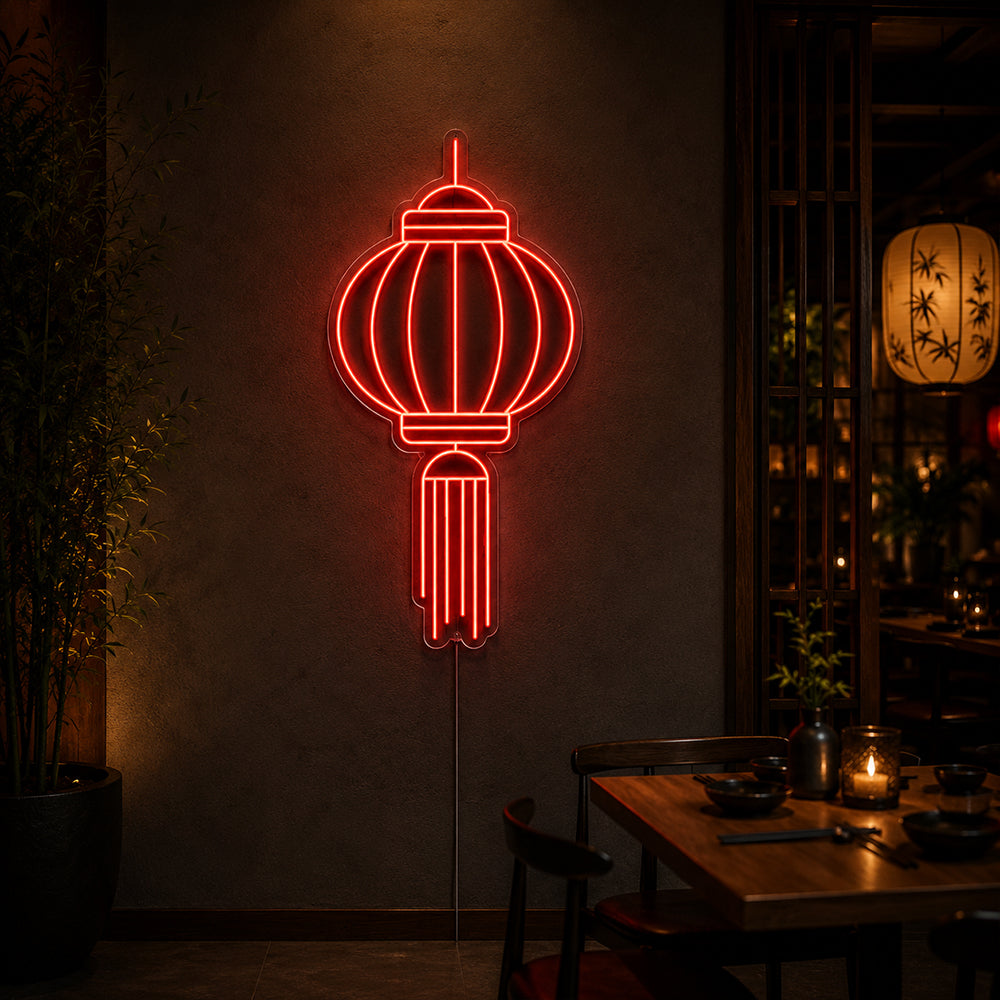 Enseigne néon à la lampe chinoise - Made in London Culture Signons
