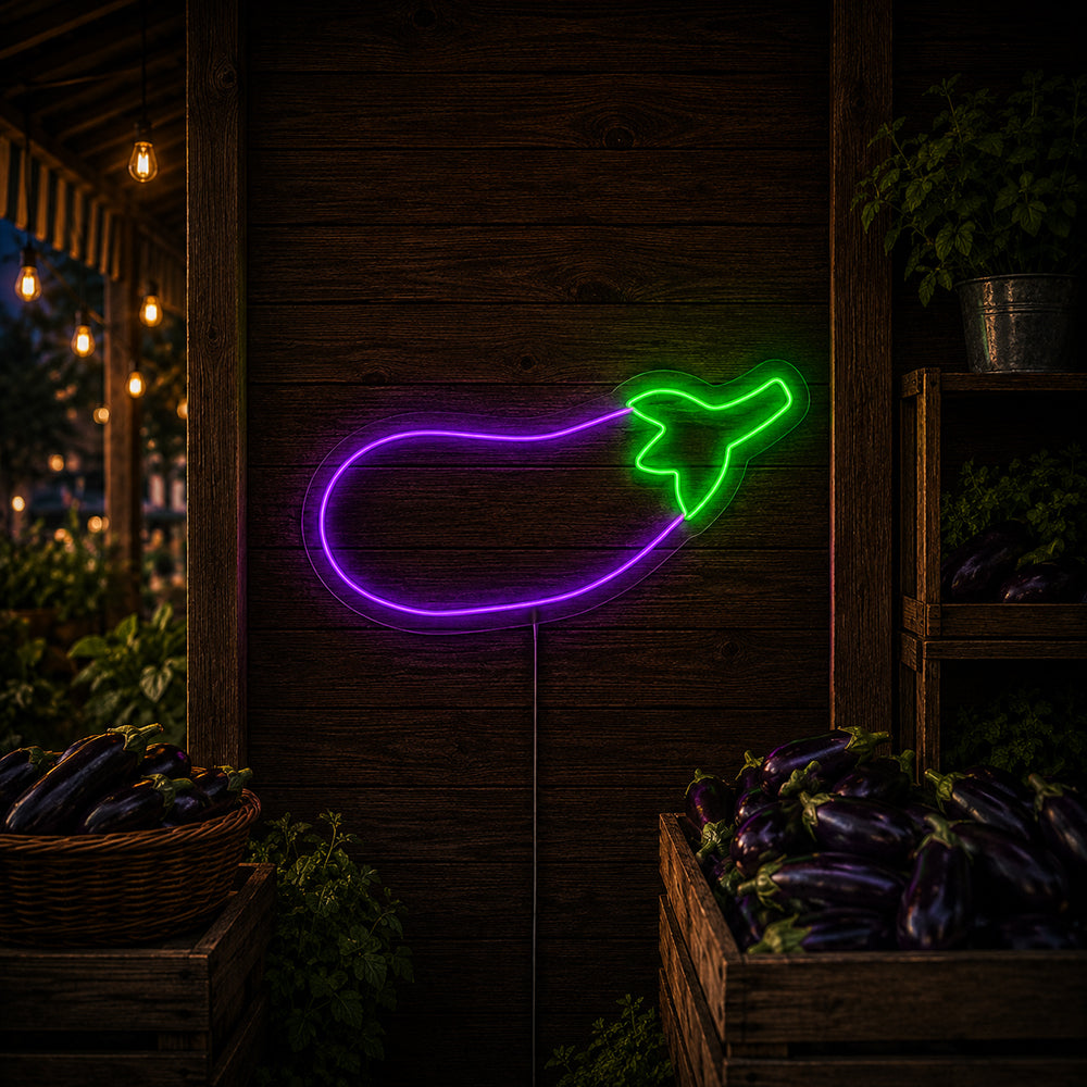 Aubergine førte neonskilt - lavet i London madrestauranter neonskilte