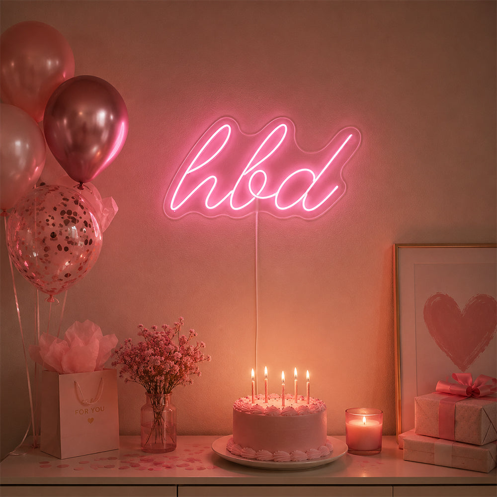 Feliz cumpleaños HBD LED NEON START - Hecho en Londres Party Neon Signs