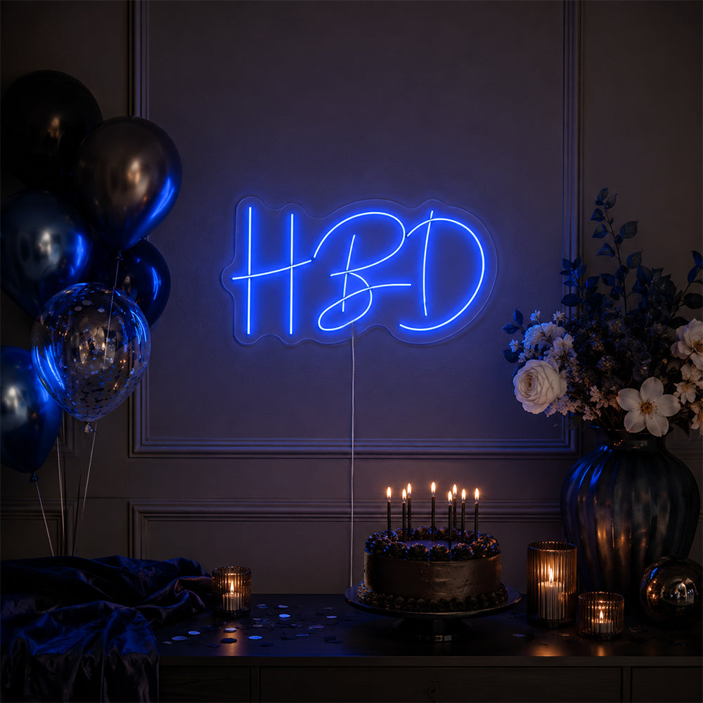Happy Birthday HBD Caps LED Neon Sign - Hecho en Londres Party Neon Signs