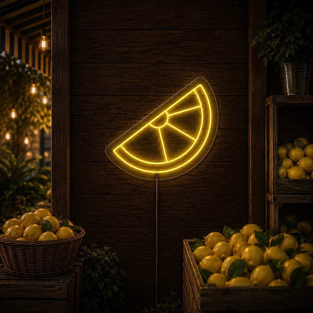 Enseigne au néon LED à la tranche de citron - Fabriqué à Londres Restaurants Food Signaux