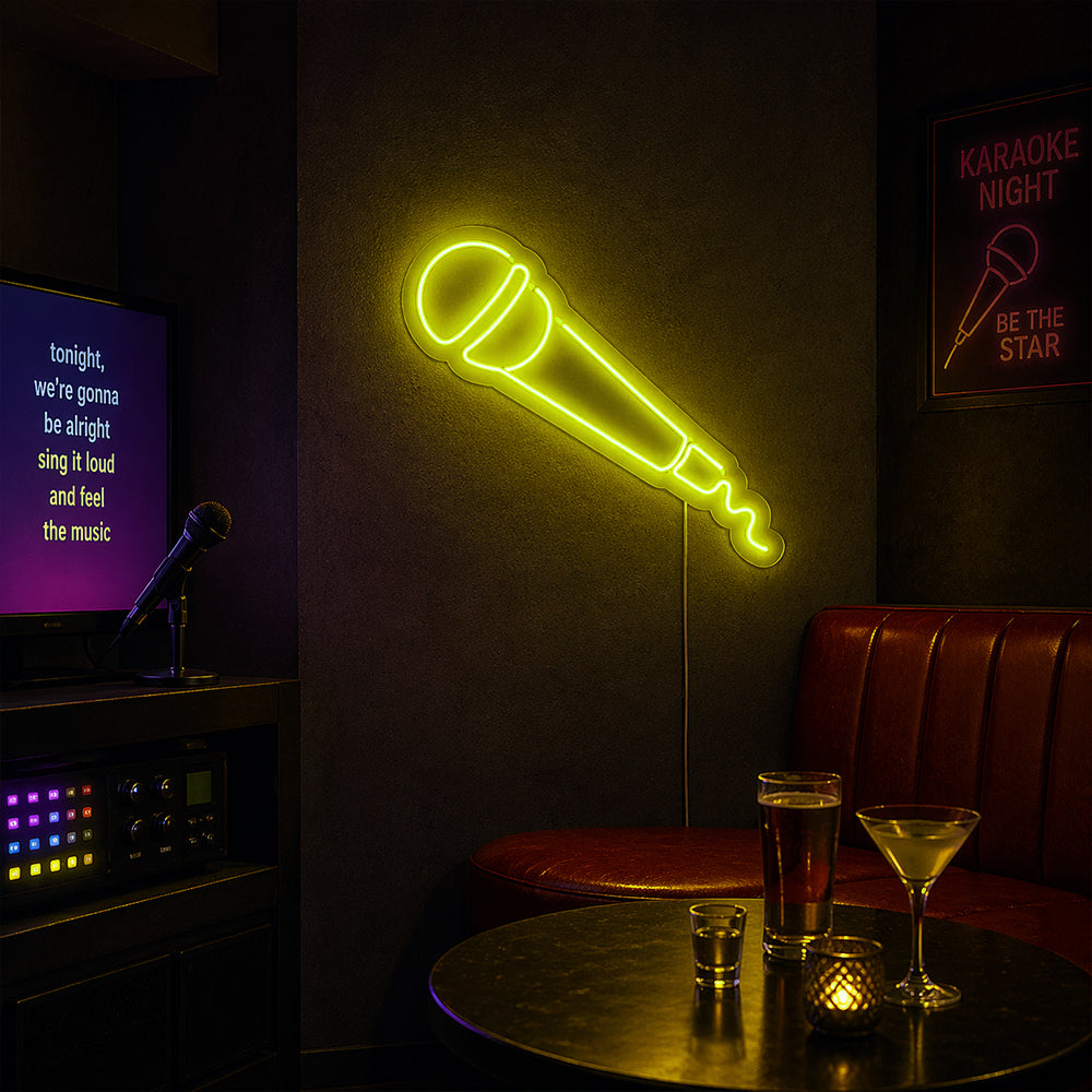 Enseigne de néon LED Microphone - Made in London Music Signaux