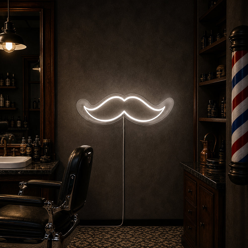 Enseigne de néon à la moustache - Fabriqué à London Barbershop Néon Enseignes