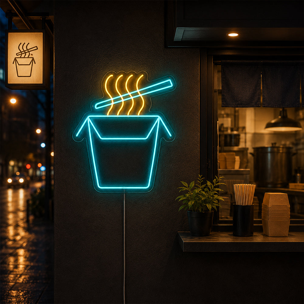 Enseigne de néon conduit à la boîte de nouilles - Made à Londres Restaurants Food Signons Neon