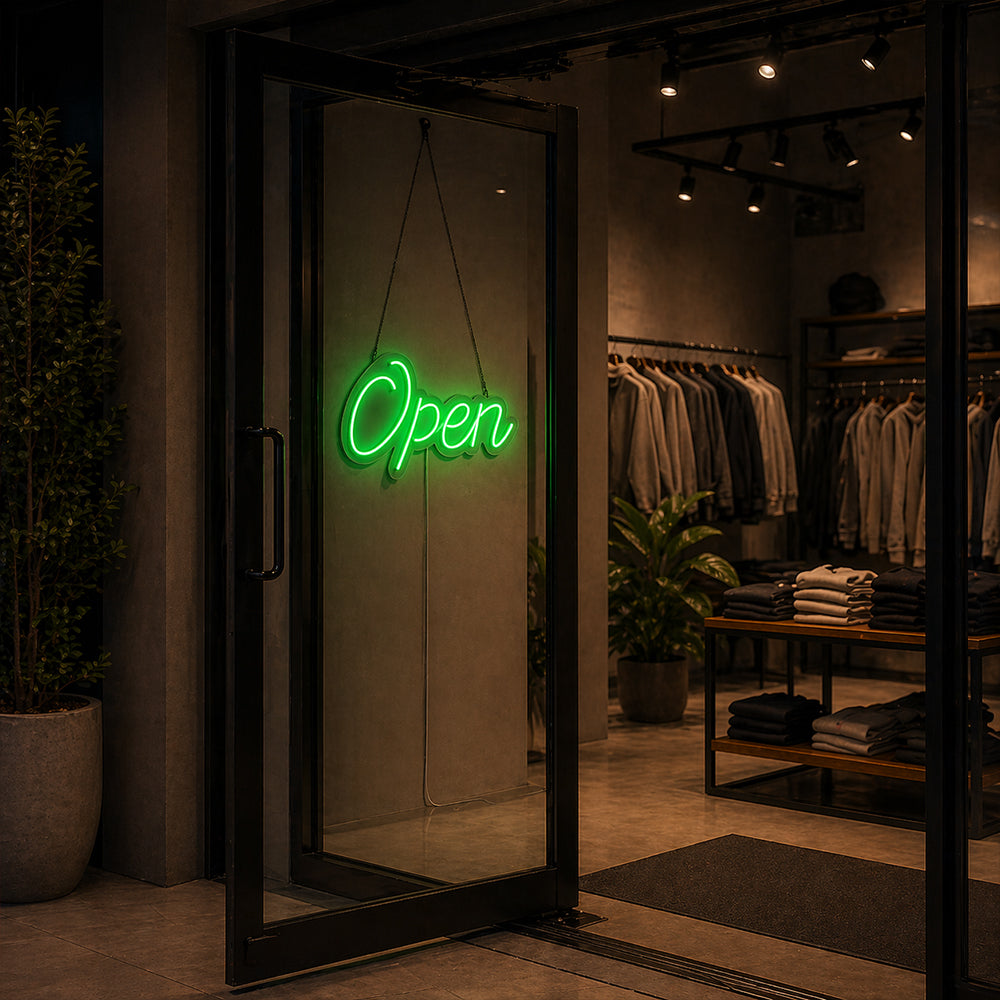 Enseigne au néon LED ouverte