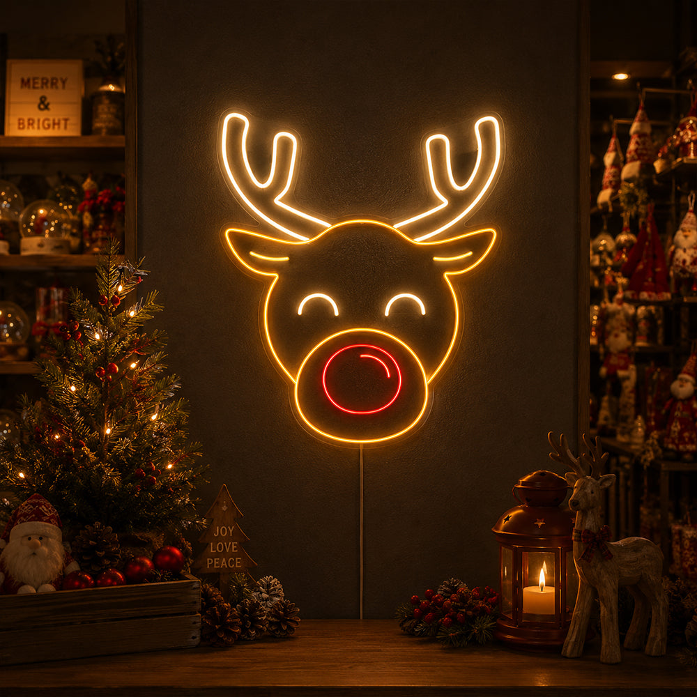 Rudolph Reindeer LED-Neonschild – Made in London Weihnachts-Neonschilder