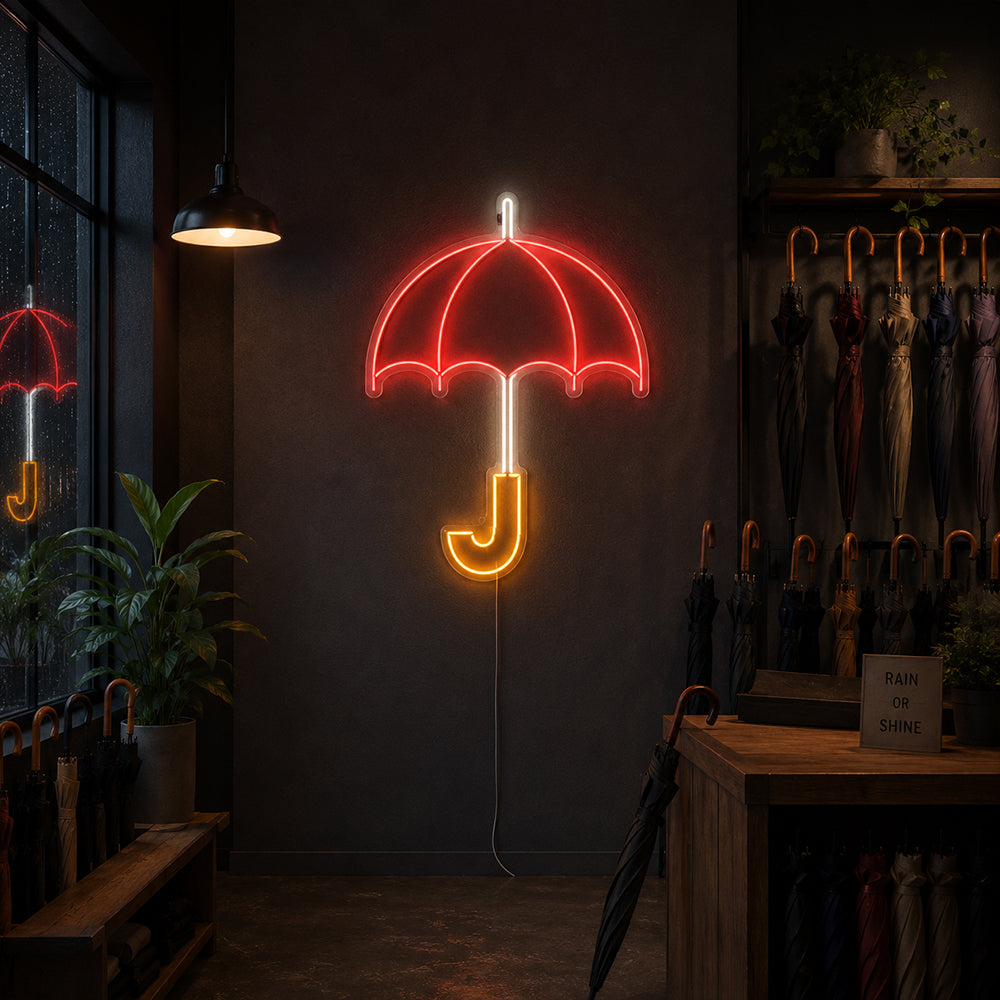 Regenschirm-LED-Neonschild – hergestellt in London